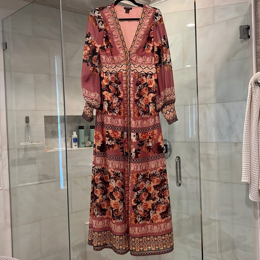 Anthropologie Vineet Bahl Embroidered Long-Sleeve Dress